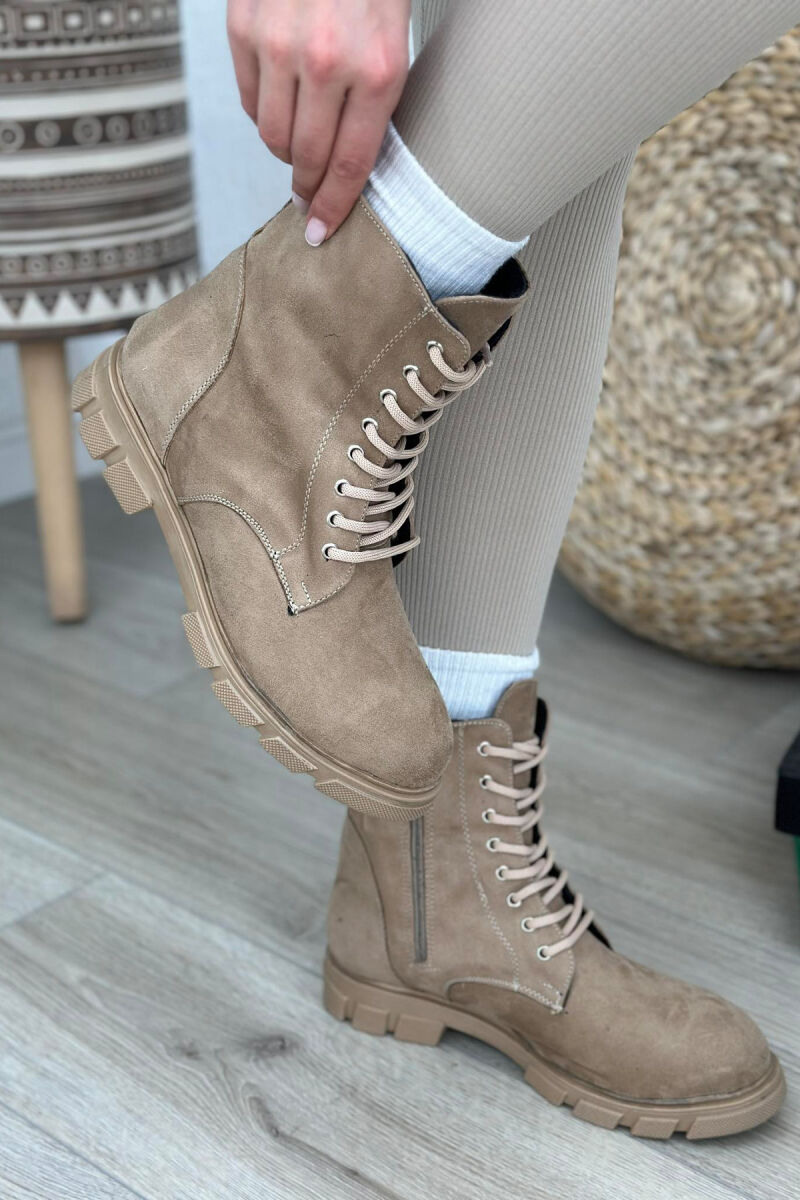 LACING PLATFORM WOMAN ANKLE BOOTS DARK BEIGE/BEZHE ERRET - 2