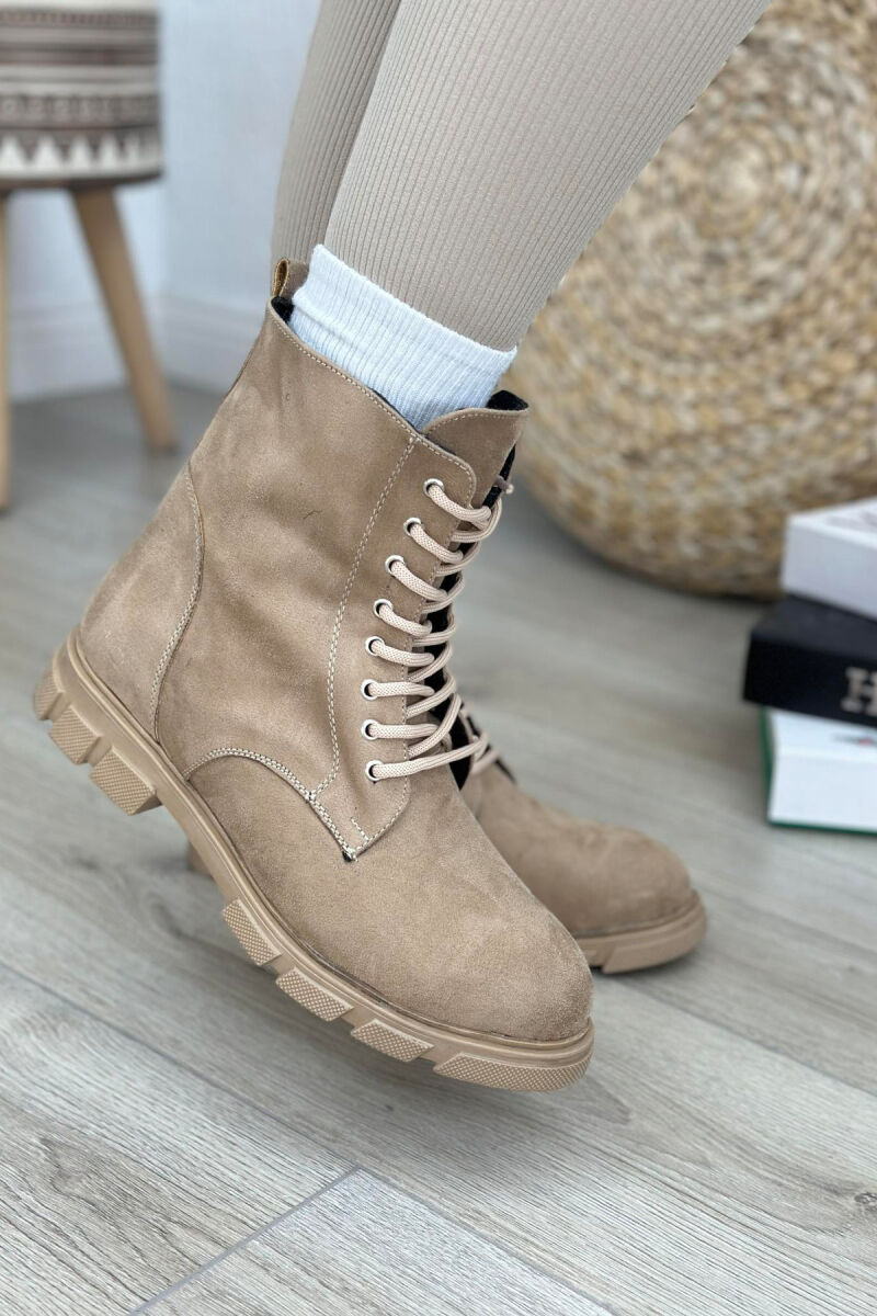 LACING PLATFORM WOMAN ANKLE BOOTS DARK BEIGE/BEZHE ERRET - 3