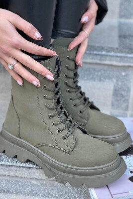 LACING PLATFORM WOMAN ANKLE BOOTS GREEN/JESHILE 