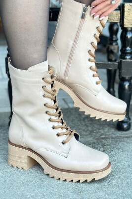 LACING PLATFORM WOMAN CREW BOOTS BEIGE/BEZHE 