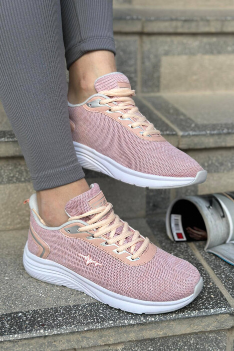LACING PLATFORM WOMAN SNEAKERS POWDER/PUDER - KLAUDIO FASHION