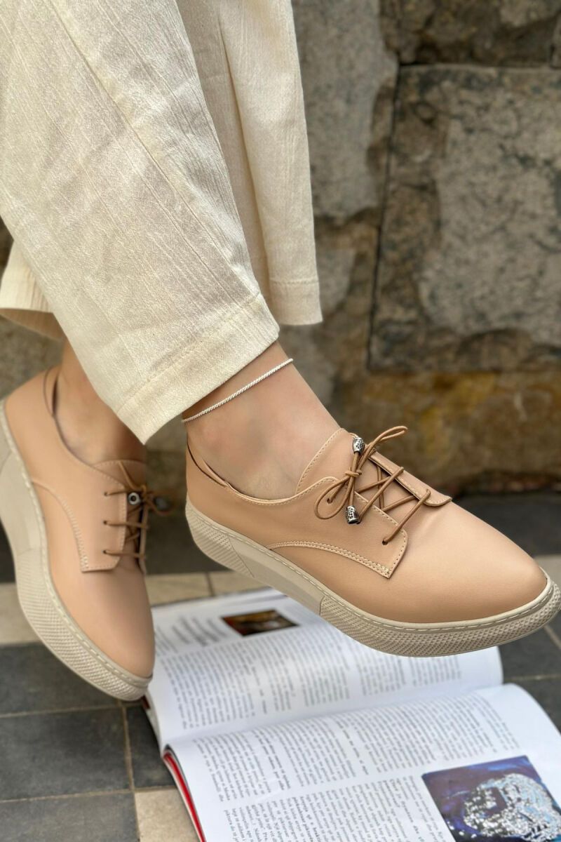 LACING PLATFORM WOMEN SHOES BEIGE/BEZHE - 2