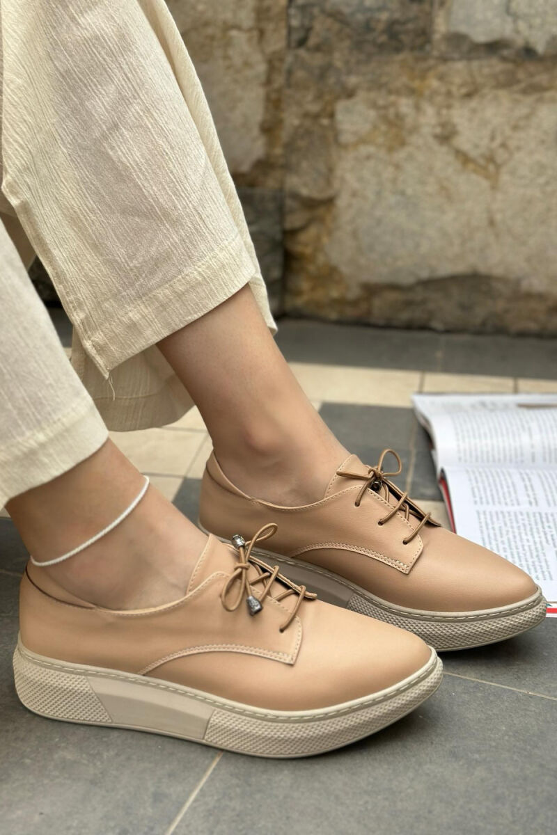 LACING PLATFORM WOMEN SHOES BEIGE/BEZHE - 4