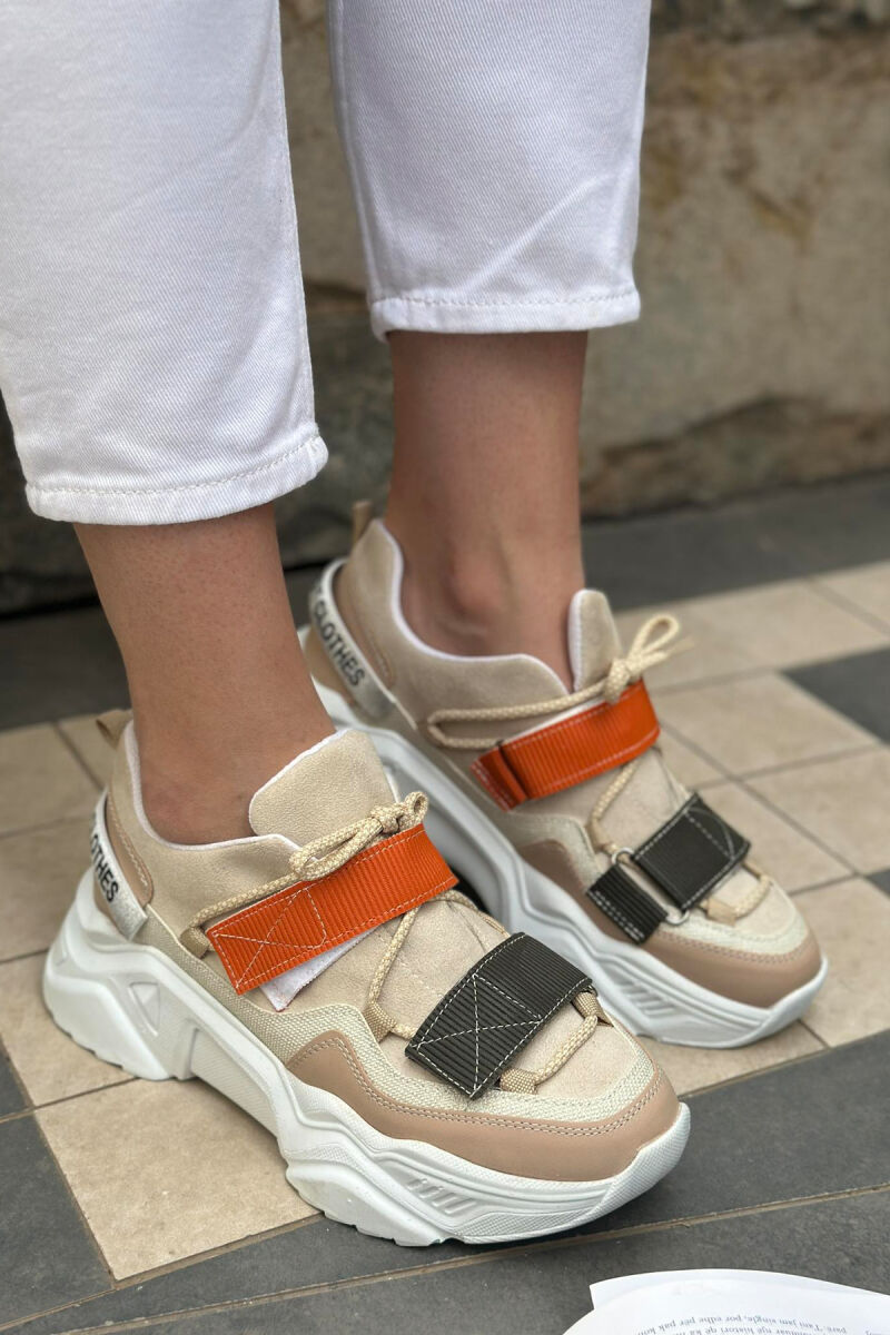 LACING PLATFORM WOMEN SNEAKER BEIGE+ORANGE/BZHPO - 3