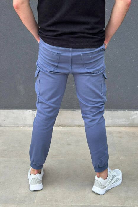 LACING POCKET ONE COLOR CARGO PANTS BLUE/BLU - 2