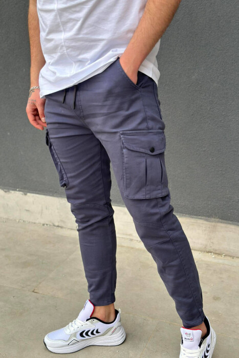 LACING POCKET ONE COLOR CARGO PANTS DARK BLUE/BEE - 2