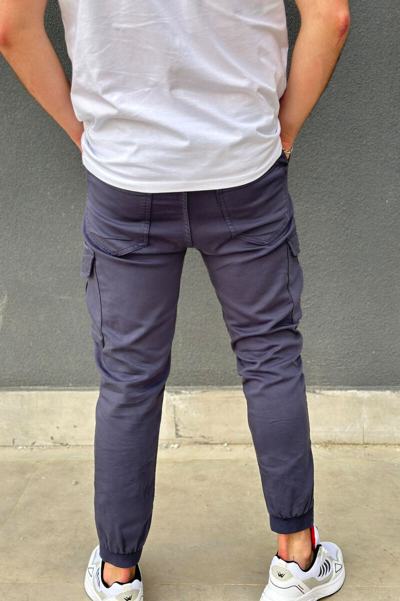 LACING POCKET ONE COLOR CARGO PANTS DARK BLUE/BEE - 3