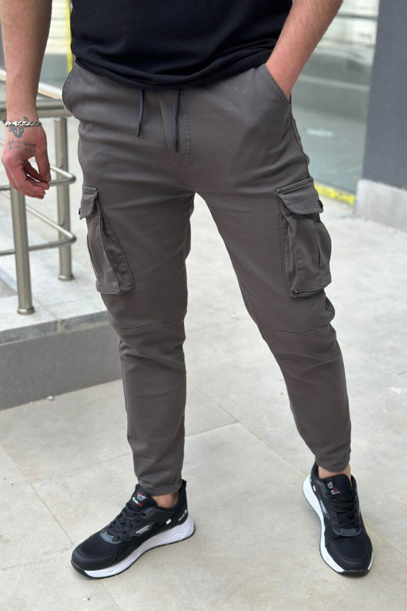 LACING POCKET ONE COLOR CARGO PANTS DARK GREEN/JEE - 1