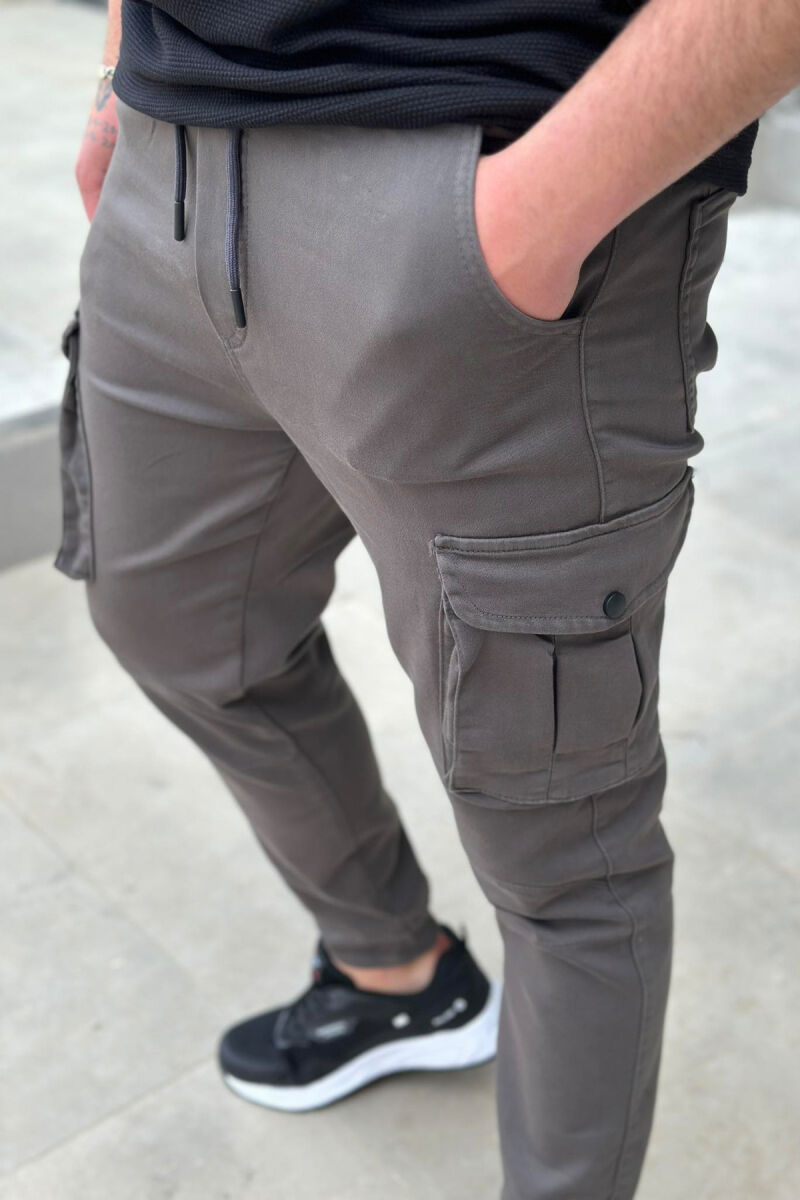 LACING POCKET ONE COLOR CARGO PANTS DARK GREEN/JEE - 3