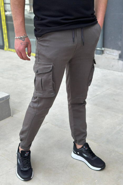 LACING POCKET ONE COLOR CARGO PANTS DARK GREEN/JEE - 4