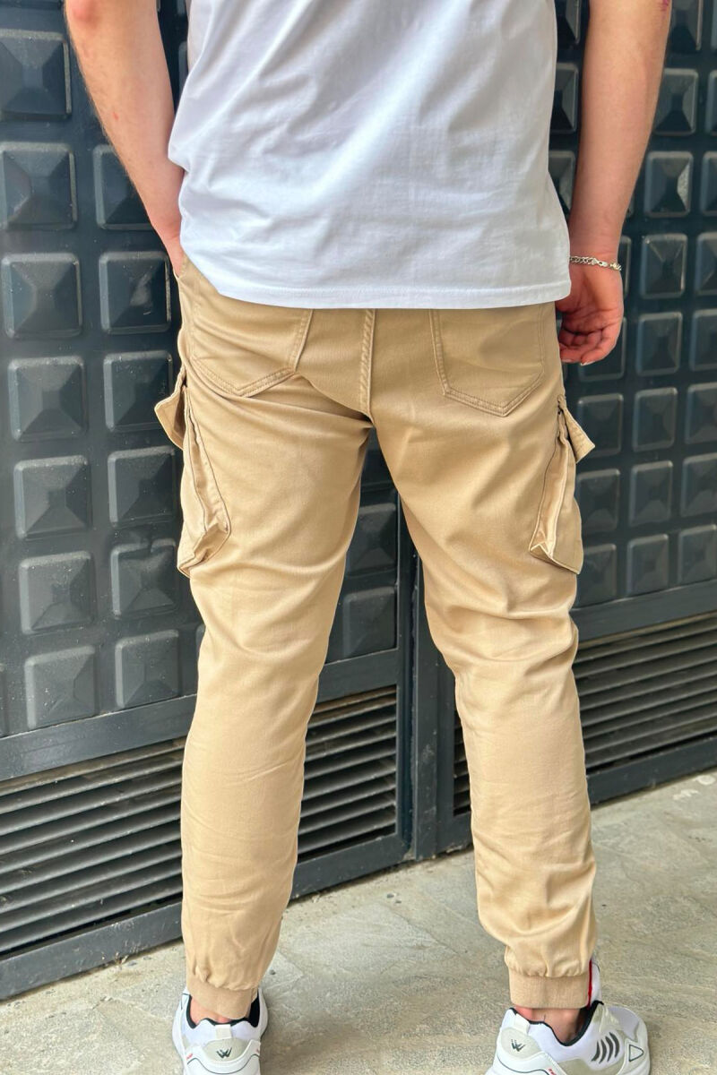 LACING POCKET ONE COLOR MEN CARGO PANTS BEIGE/BEZHE - 6