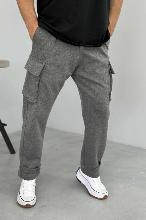 LACING POCKETS DETAIL MEN PANTS GREY/GRI - KLAUDIO FASHION