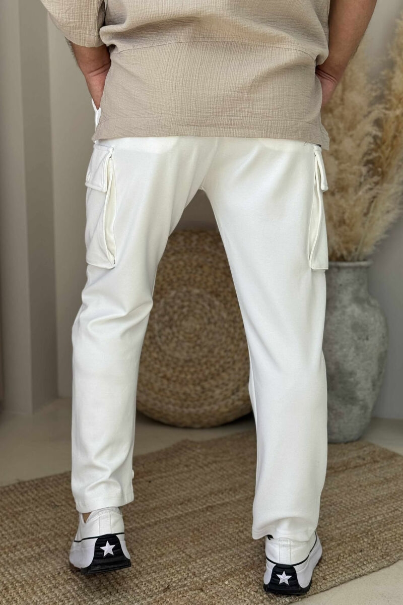 LACING POCKETS DETAIL MEN PANTS WHITE-E BARDHE - 4