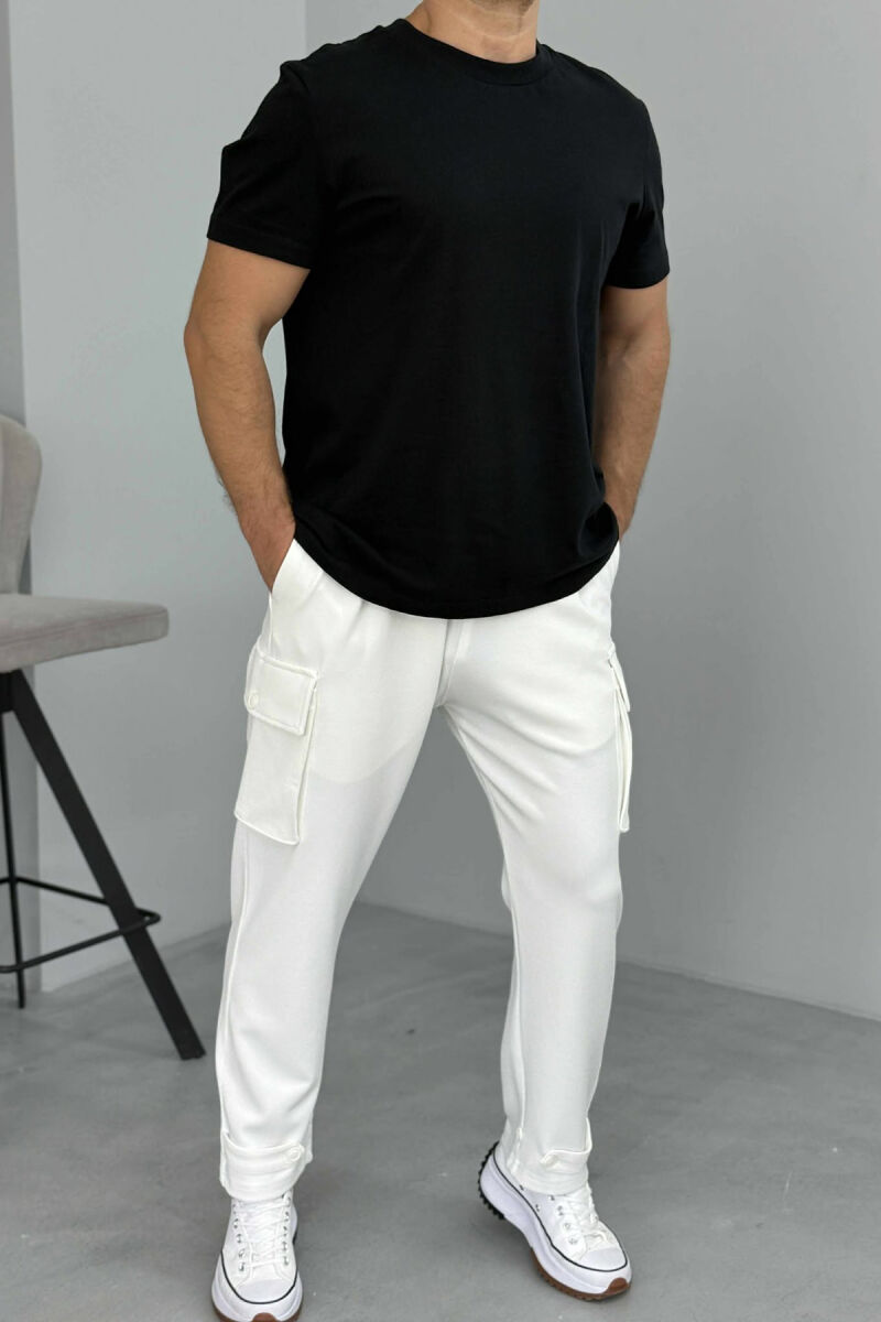 LACING POCKETS DETAIL MEN PANTS WHITE-E BARDHE - 2