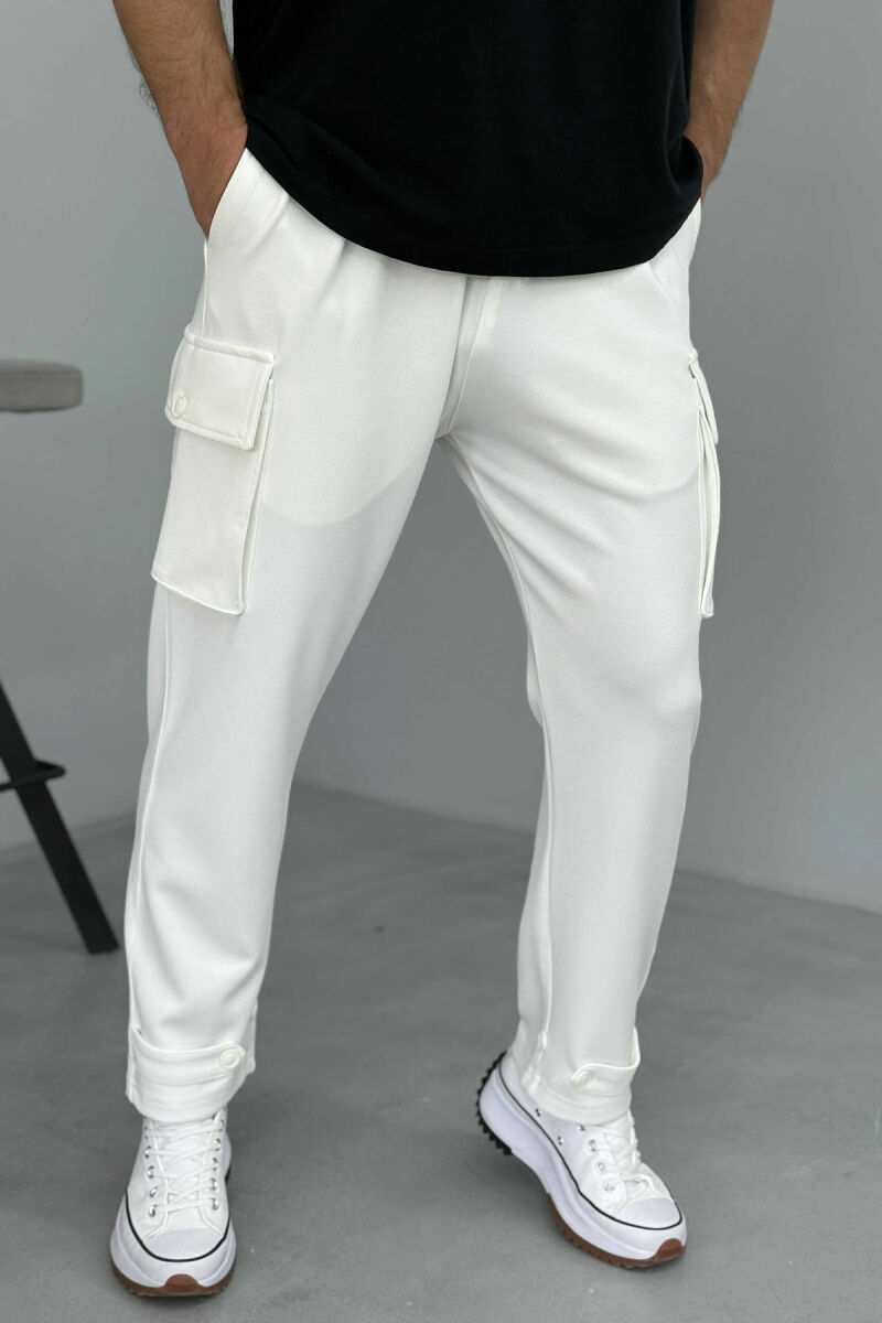 LACING POCKETS DETAIL MEN PANTS WHITE-E BARDHE - 4