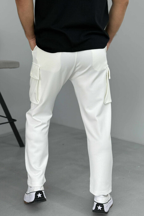 LACING POCKETS DETAIL MEN PANTS WHITE-E BARDHE - 6
