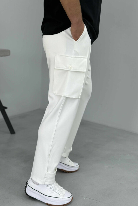LACING POCKETS DETAIL MEN PANTS WHITE-E BARDHE - 8