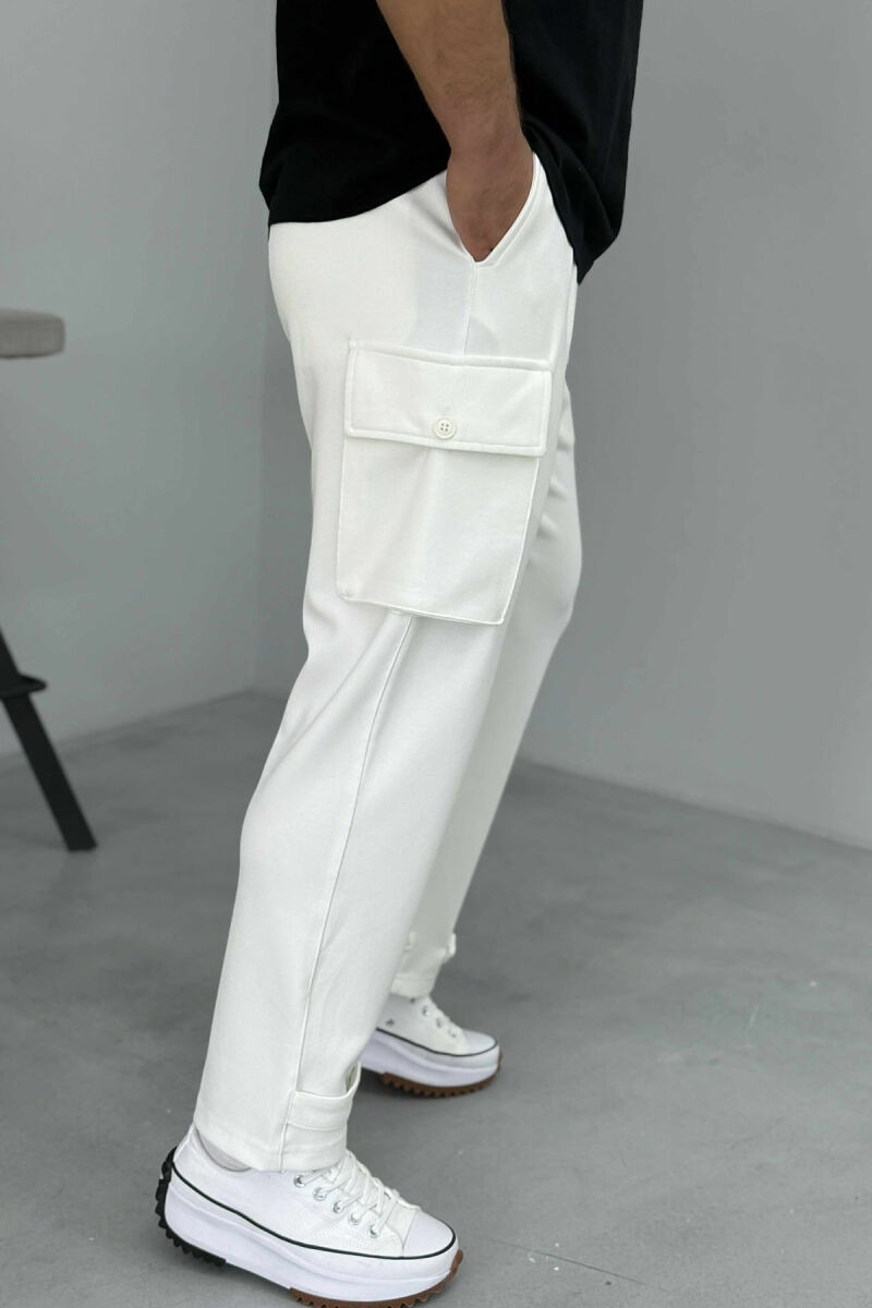LACING POCKETS DETAIL MEN PANTS WHITE-E BARDHE - 8