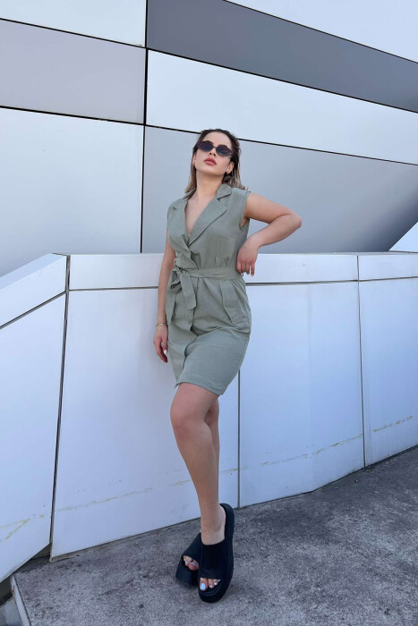 LACING POCKETS DETAIL POLO NECK WOMEN DRESS MINT/MENTE - 2