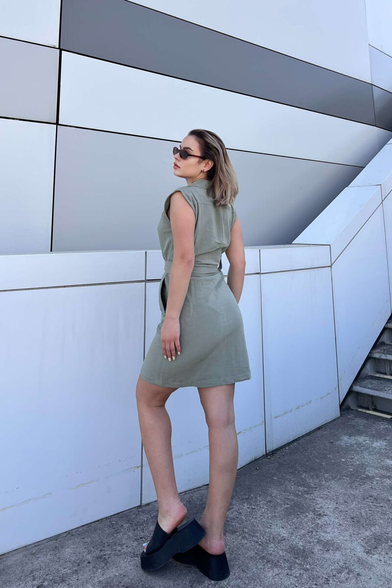 LACING POCKETS DETAIL POLO NECK WOMEN DRESS MINT/MENTE - 3