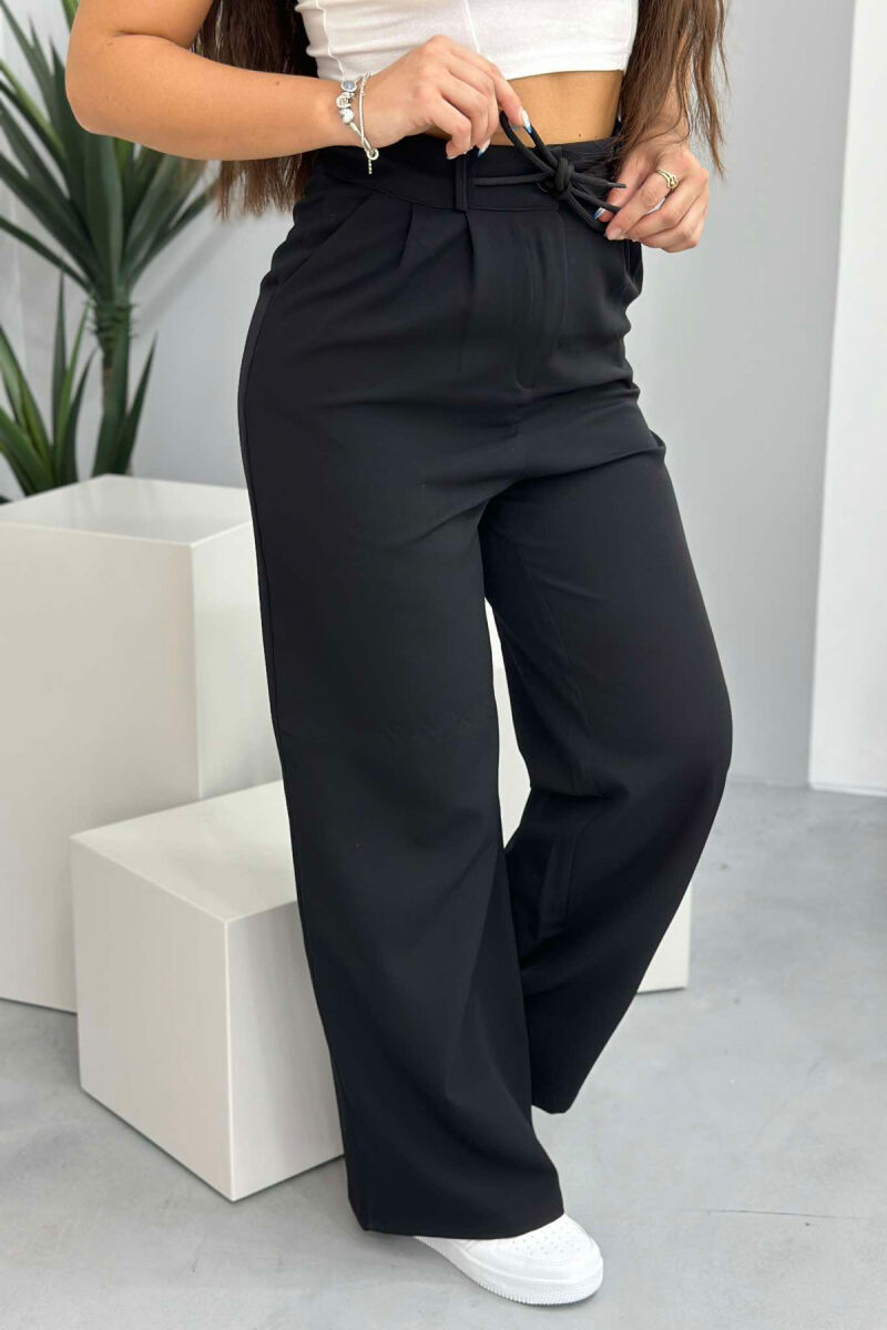 LACING SEMI ELASTIC WAIST WOMEN TROUSERS BLACK/ E ZEZE - 1