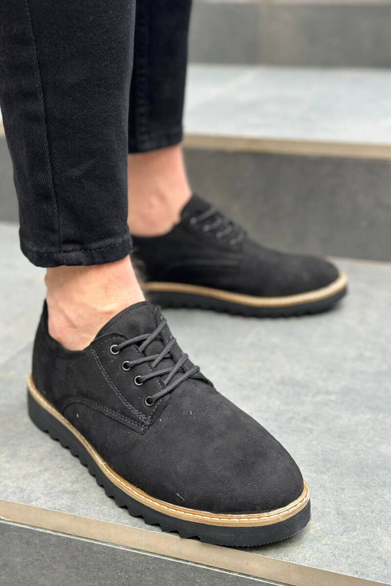 LACING SIMPLE MAN SHOES BALCK+BEIGE ZEBZH - 1
