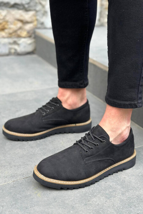 LACING SIMPLE MAN SHOES BALCK+BEIGE ZEBZH - 3