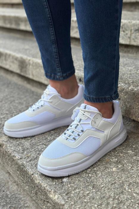 LACING SIMPLE MAN SNEAKERS WHITE-E BARDHE - KLAUDIO FASHION