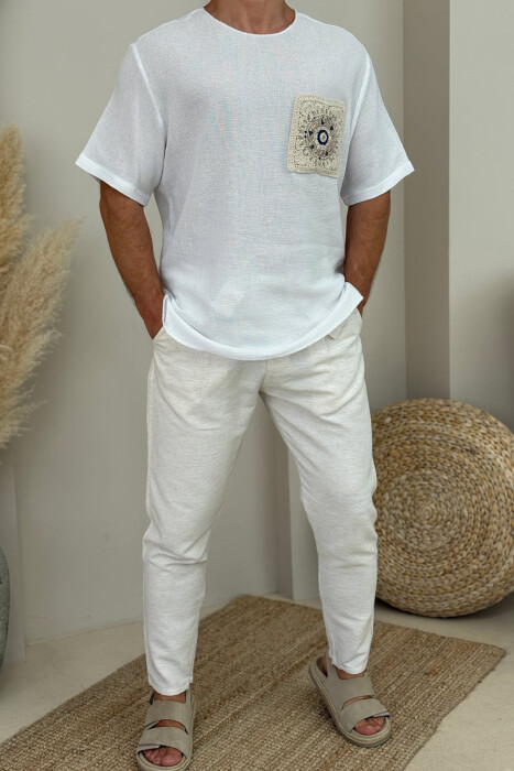 LACING SIMPLE MEN PANTS CREAM/KREM - KLAUDIO FASHION