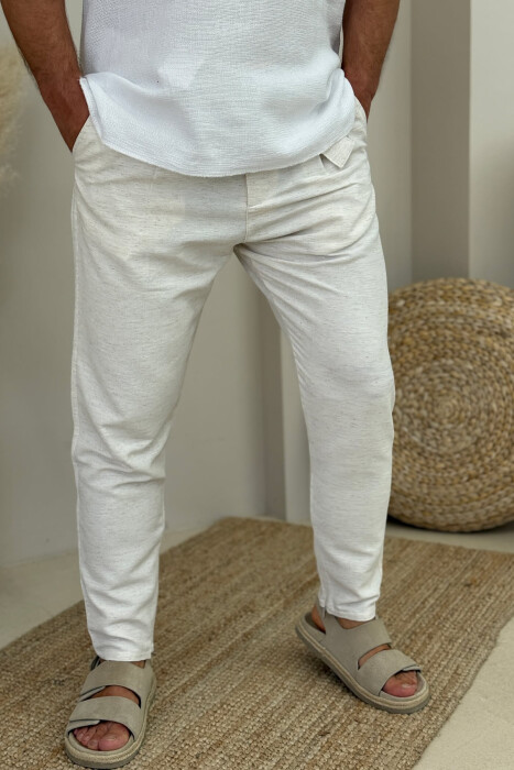 LACING SIMPLE MEN PANTS CREAM/KREM - 3