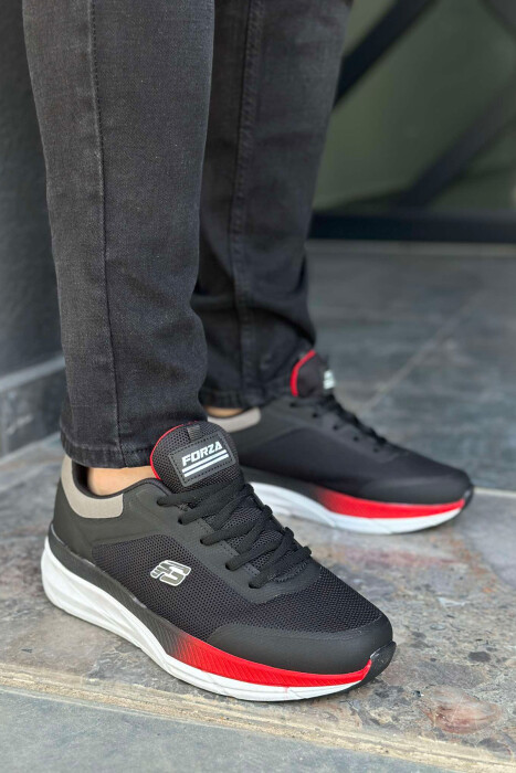 LACING SIMPLE MEN SNEAKERS BLACK-RED/ZEKU 