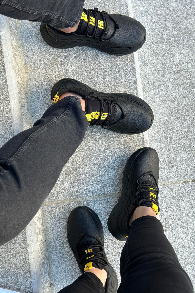 LACING SIMPLE MEN SNEAKERS BLACK-YELLOW/ZEVE - 1