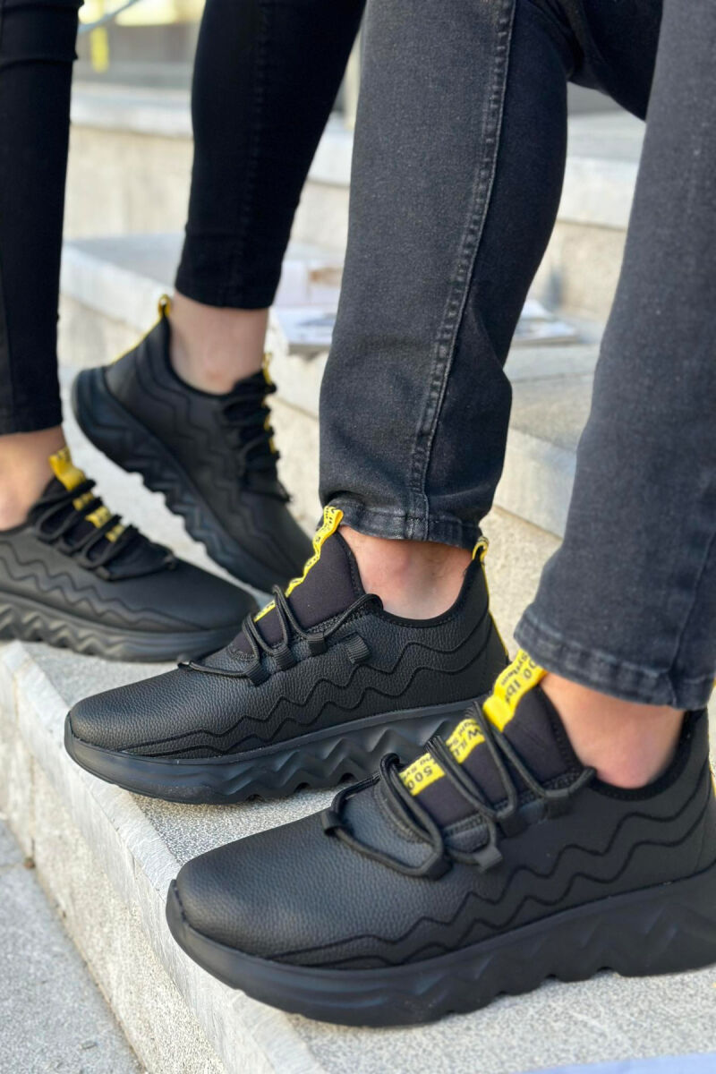 LACING SIMPLE MEN SNEAKERS BLACK-YELLOW/ZEVE - 2