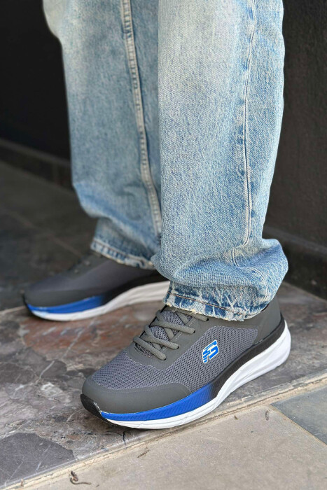 LACING SIMPLE MEN SNEAKERS GREY-BLUE/ GRBL - 1