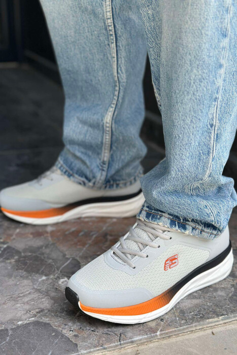 LACING SIMPLE MEN SNEAKERS LIGHT GREY-ORANGE/GZPO 