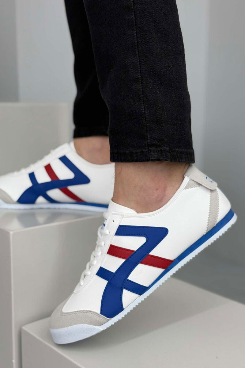 LACING SIMPLE MEN SNEAKERS WHITE-BLUE/BABL - 3