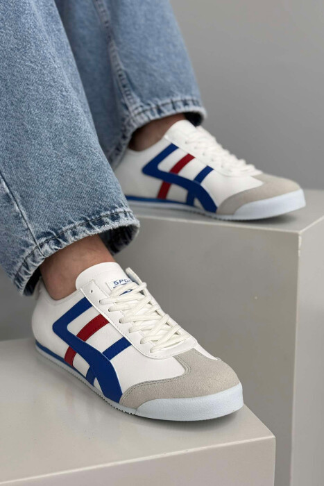 LACING SIMPLE MEN SNEAKERS WHITE-BLUE/BABL - 4