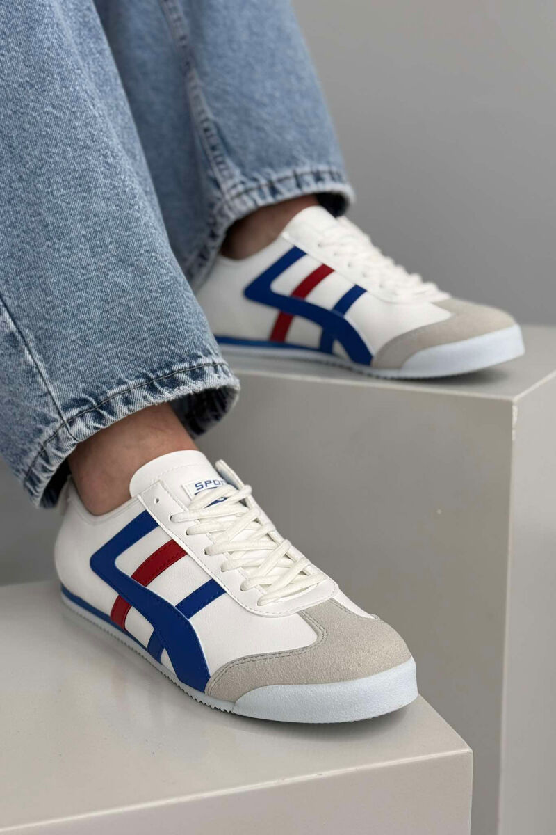 LACING SIMPLE MEN SNEAKERS WHITE-BLUE/BABL - 4