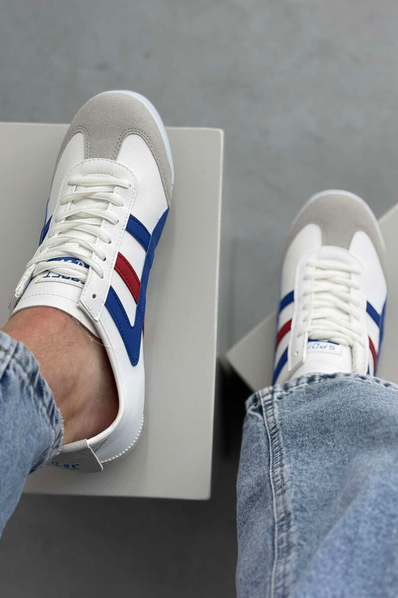 LACING SIMPLE MEN SNEAKERS WHITE-BLUE/BABL - 5