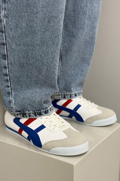 LACING SIMPLE MEN SNEAKERS WHITE-BLUE/BABL - 6