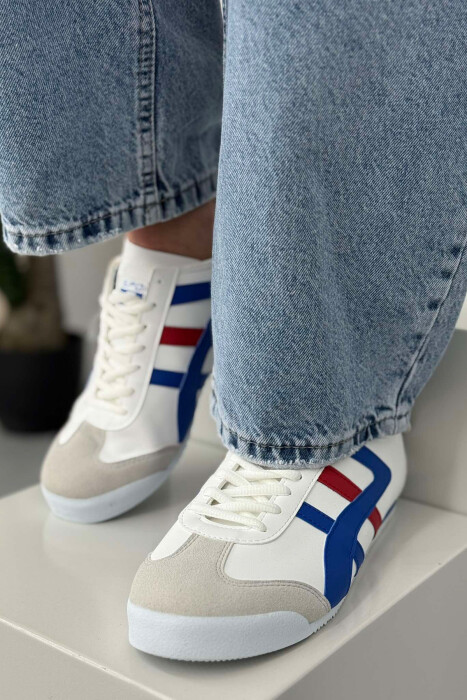 LACING SIMPLE MEN SNEAKERS WHITE-BLUE/BABL - 7