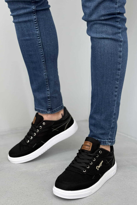 LACING SIMPLE ONE COLOR MEN SNEAKERS BLACK-WHITE/ZEBA 