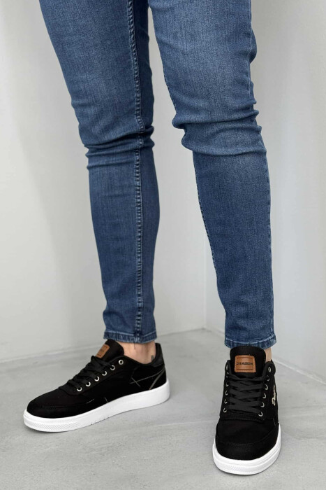 LACING SIMPLE ONE COLOR MEN SNEAKERS BLACK-WHITE/ZEBA - 2