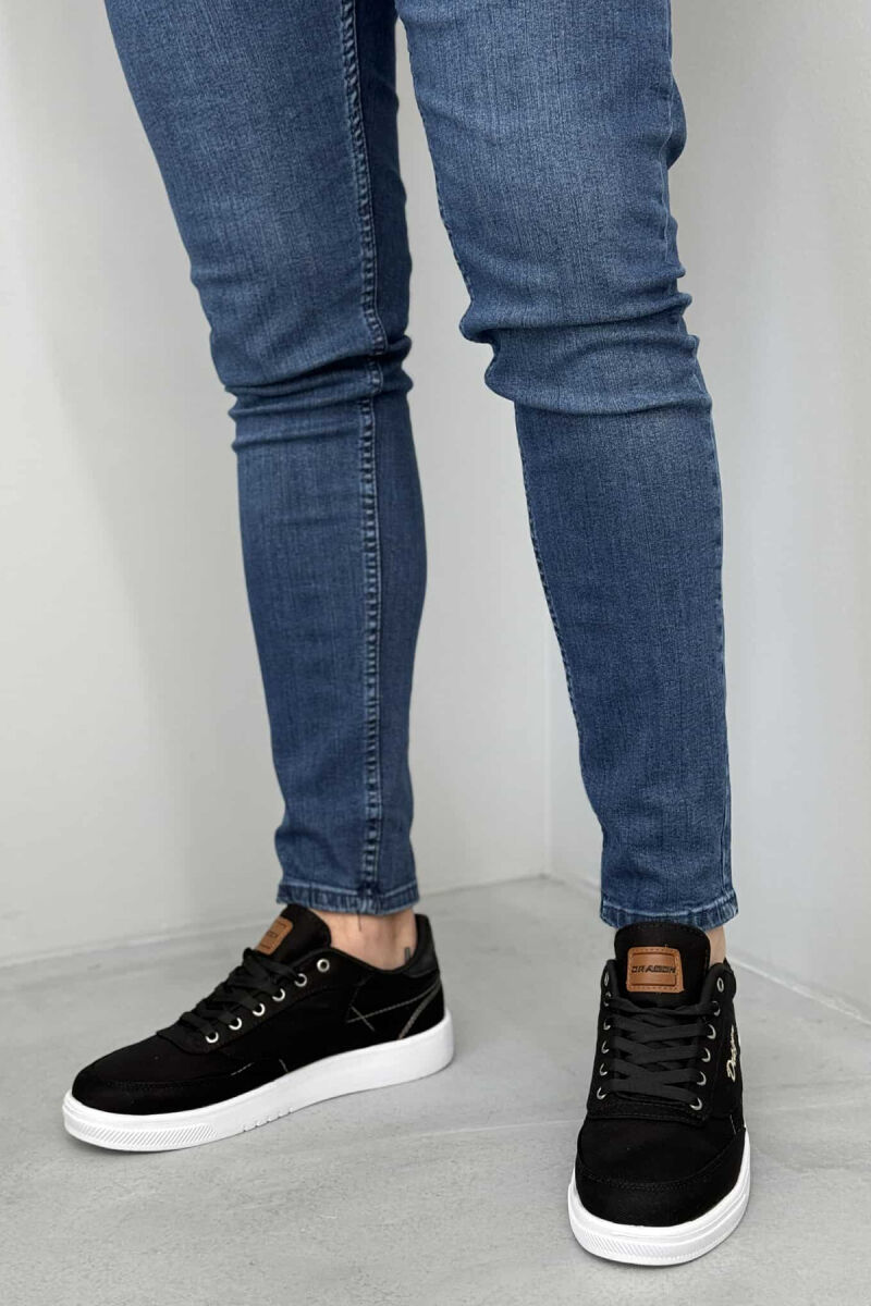 LACING SIMPLE ONE COLOR MEN SNEAKERS BLACK-WHITE/ZEBA - 2