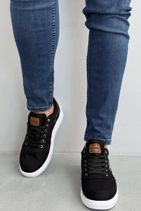 LACING SIMPLE ONE COLOR MEN SNEAKERS BLACK-WHITE/ZEBA - 3