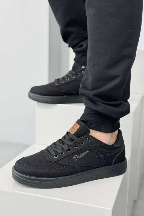 LACING SIMPLE ONE COLOR MEN SNEAKERS BLACK/ E ZEZE 