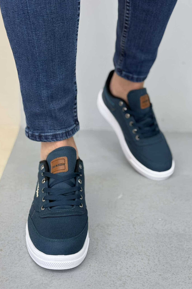 LACING SIMPLE ONE COLOR MEN SNEAKERS BLUE STONE/GK - 2