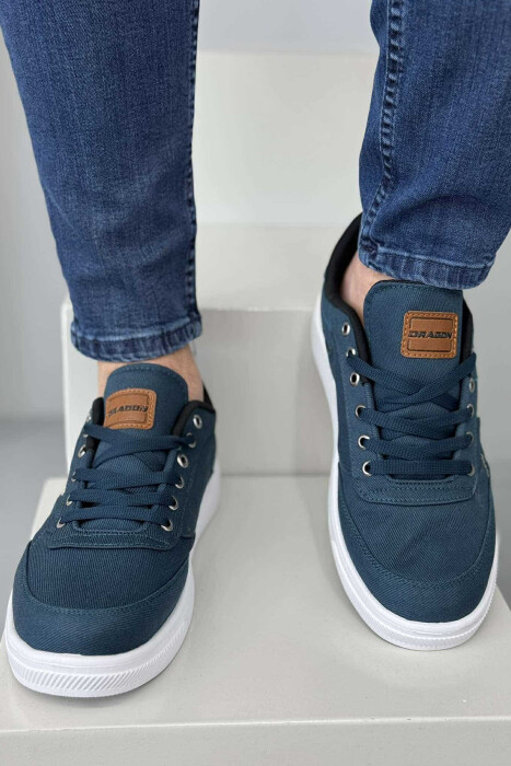 LACING SIMPLE ONE COLOR MEN SNEAKERS BLUE STONE/GK - 4