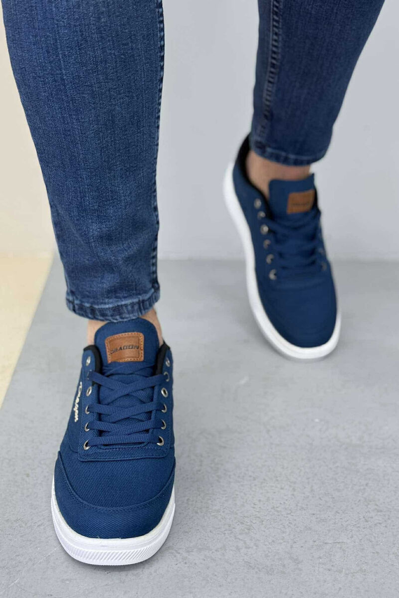 LACING SIMPLE ONE COLOR MEN SNEAKERS BLUE/BLU - 3