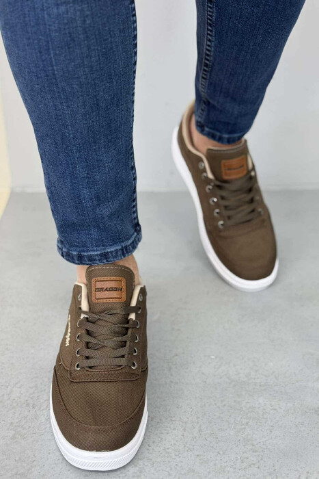 LACING SIMPLE ONE COLOR MEN SNEAKERS BROWN/KAFE - 2